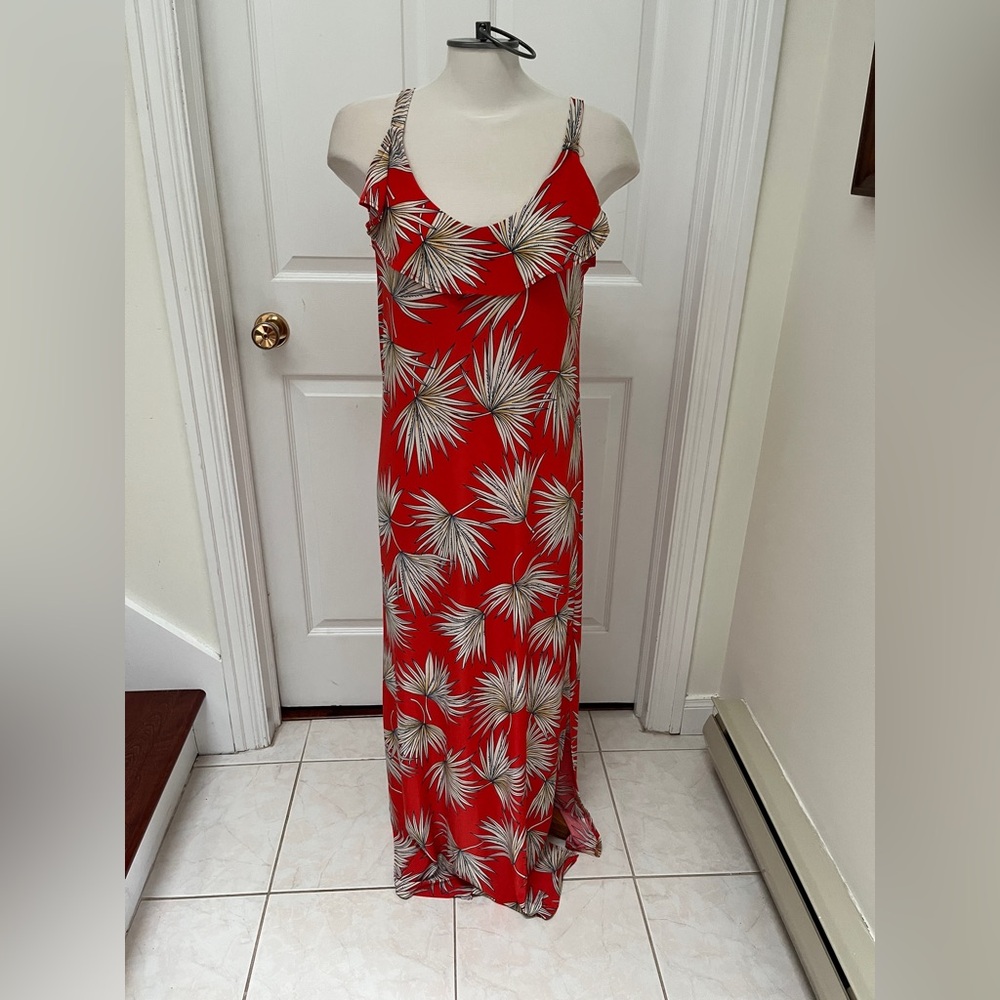 2 Dye 4 Red Palm Print Maxi Dress size large